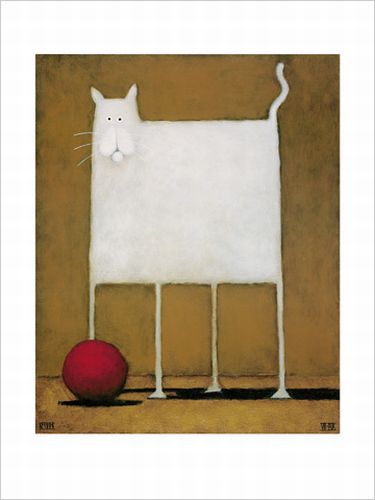 White Cat with Ball