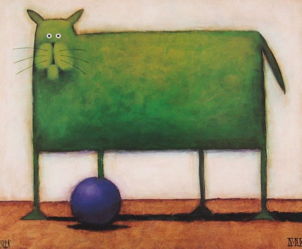 Green Cat with Ball