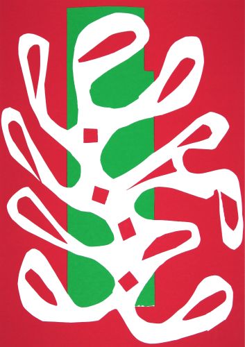 Algue blanche sur fond rouge et vert, 1947